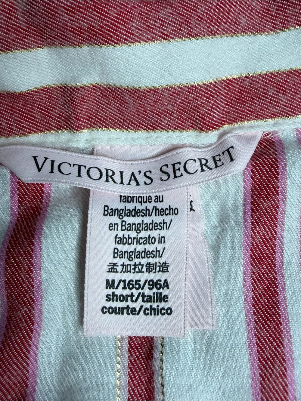 Victoria's Secret VICTORIA Pink CANDY CANE Holiday FLANNEL PAJAMAS Medium Short - Picture 16 of 16